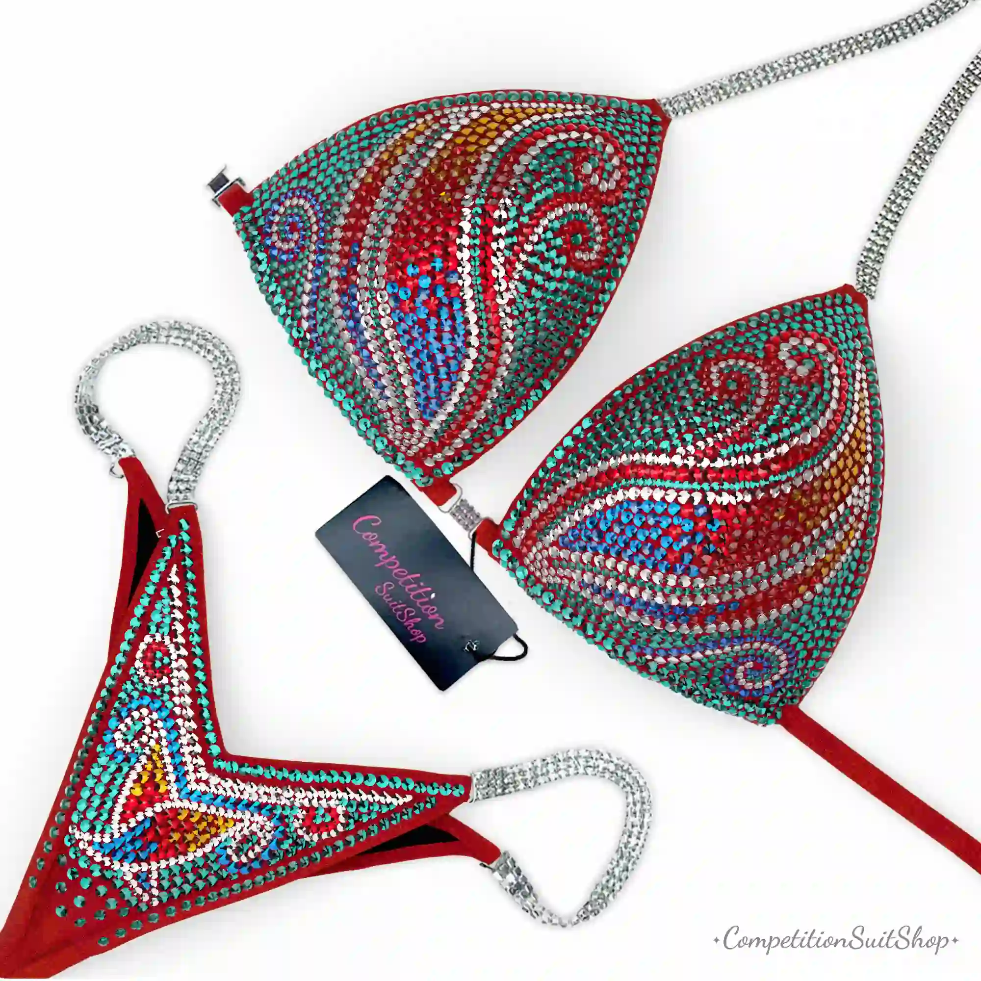 Red Peacock Swirl Stage Bikini BM1035-2