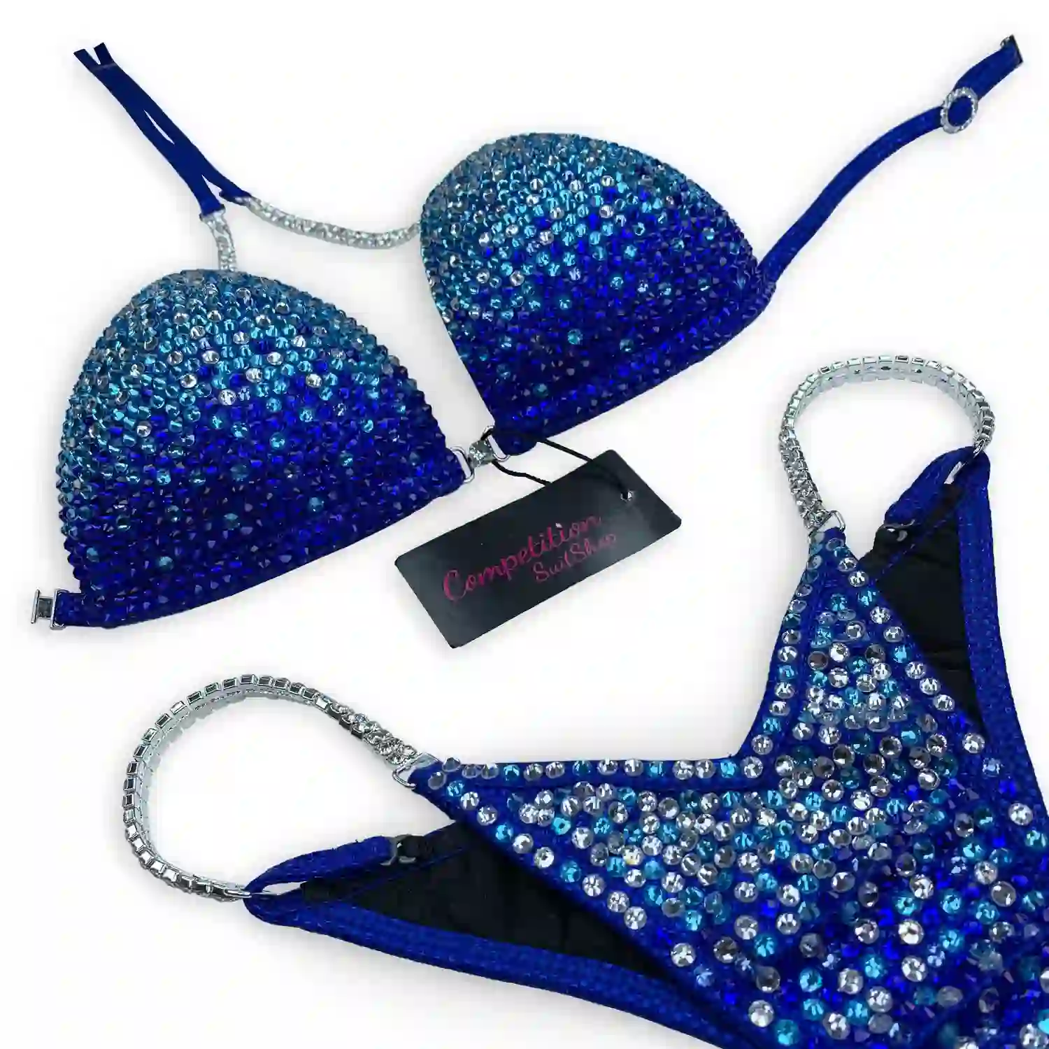 Blue Silver Glam Bikini Competition Suit BM173-5