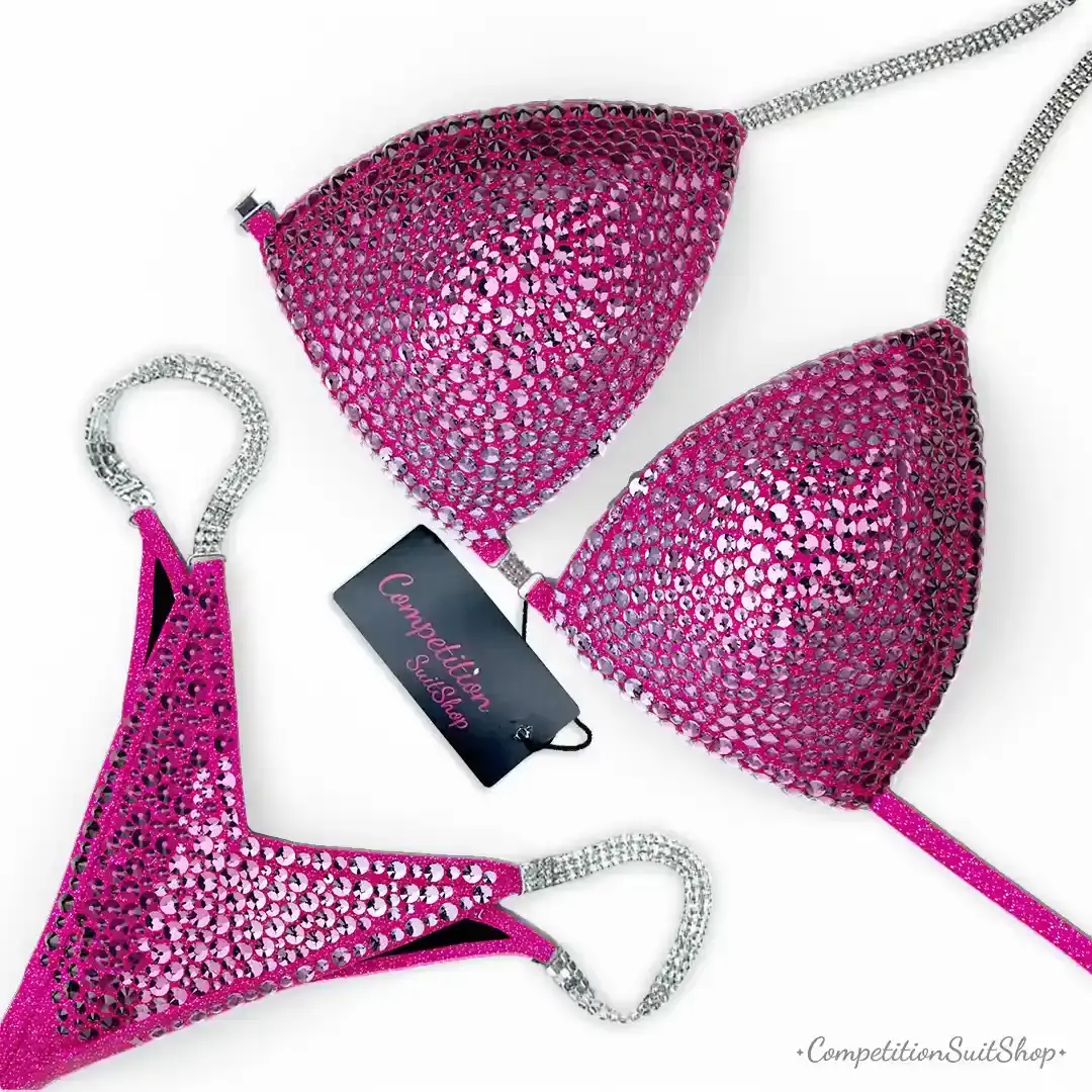 Neon Pink Ombre Bikini Competition Suit BM188-4