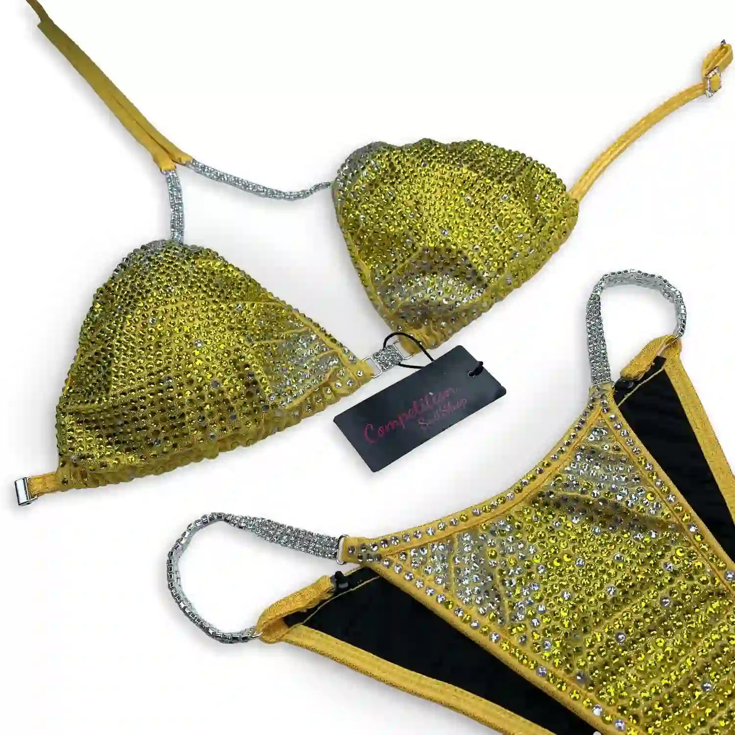 Silver Glimmer Yellow Bomb Bikini Competition Suit BM192-10