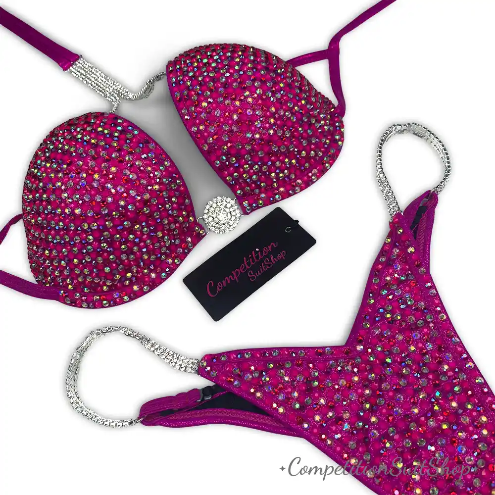 Pink and Blue Crystal Rhinestone Competition Bikini